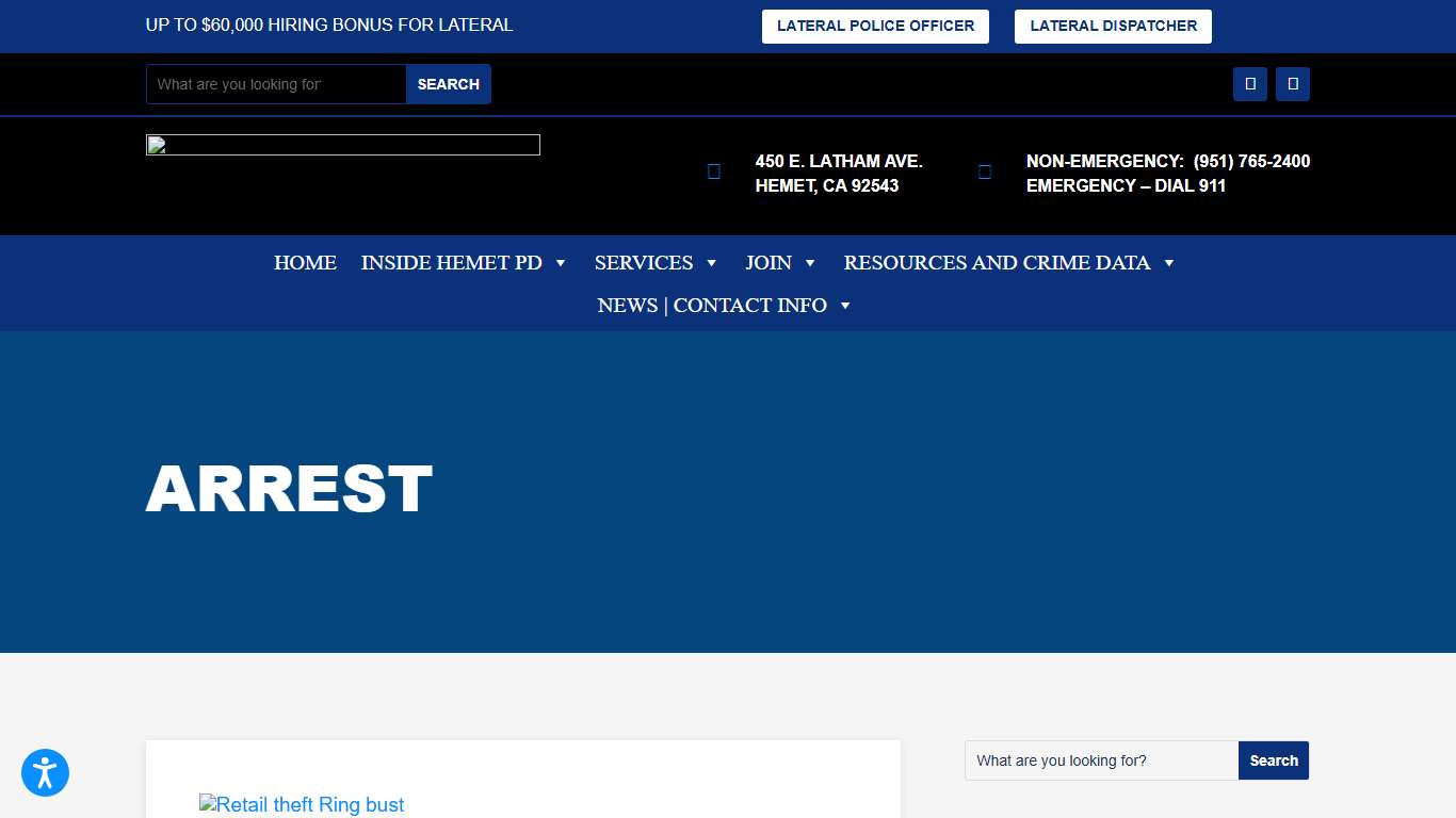 Arrest Hemet Police Department