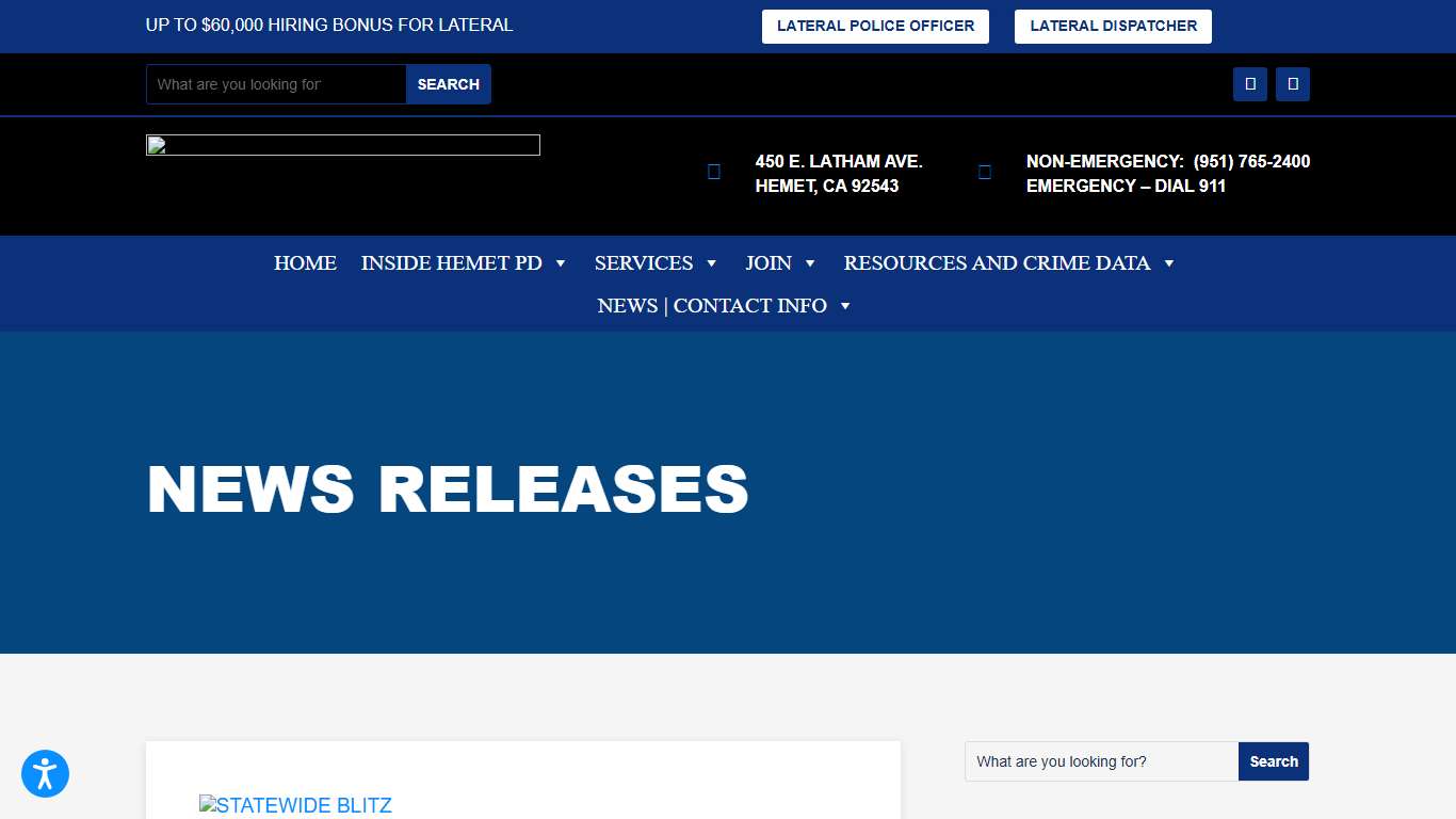 News Releases Hemet Police Department