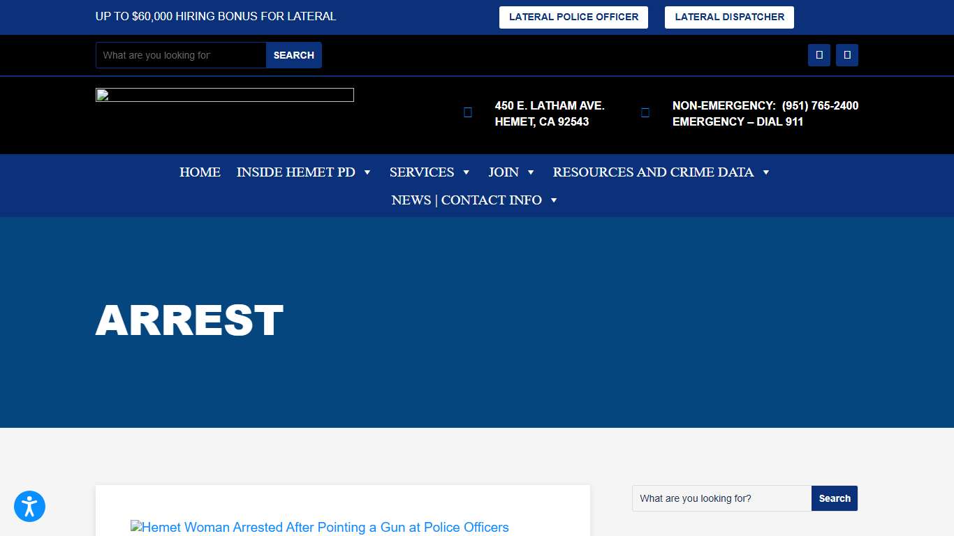 Arrest Hemet Police Department